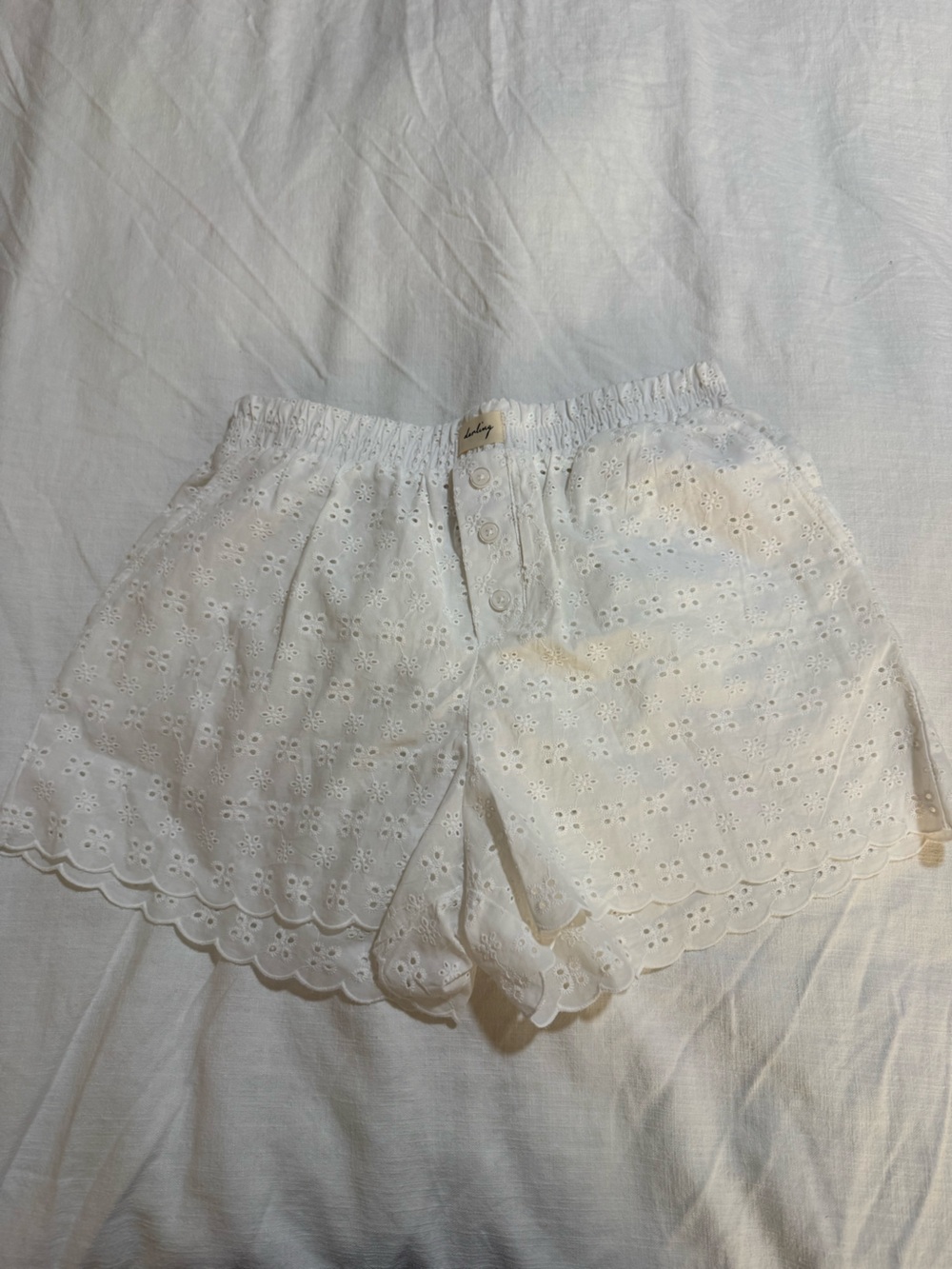 White Eyelet Cotton Shorts